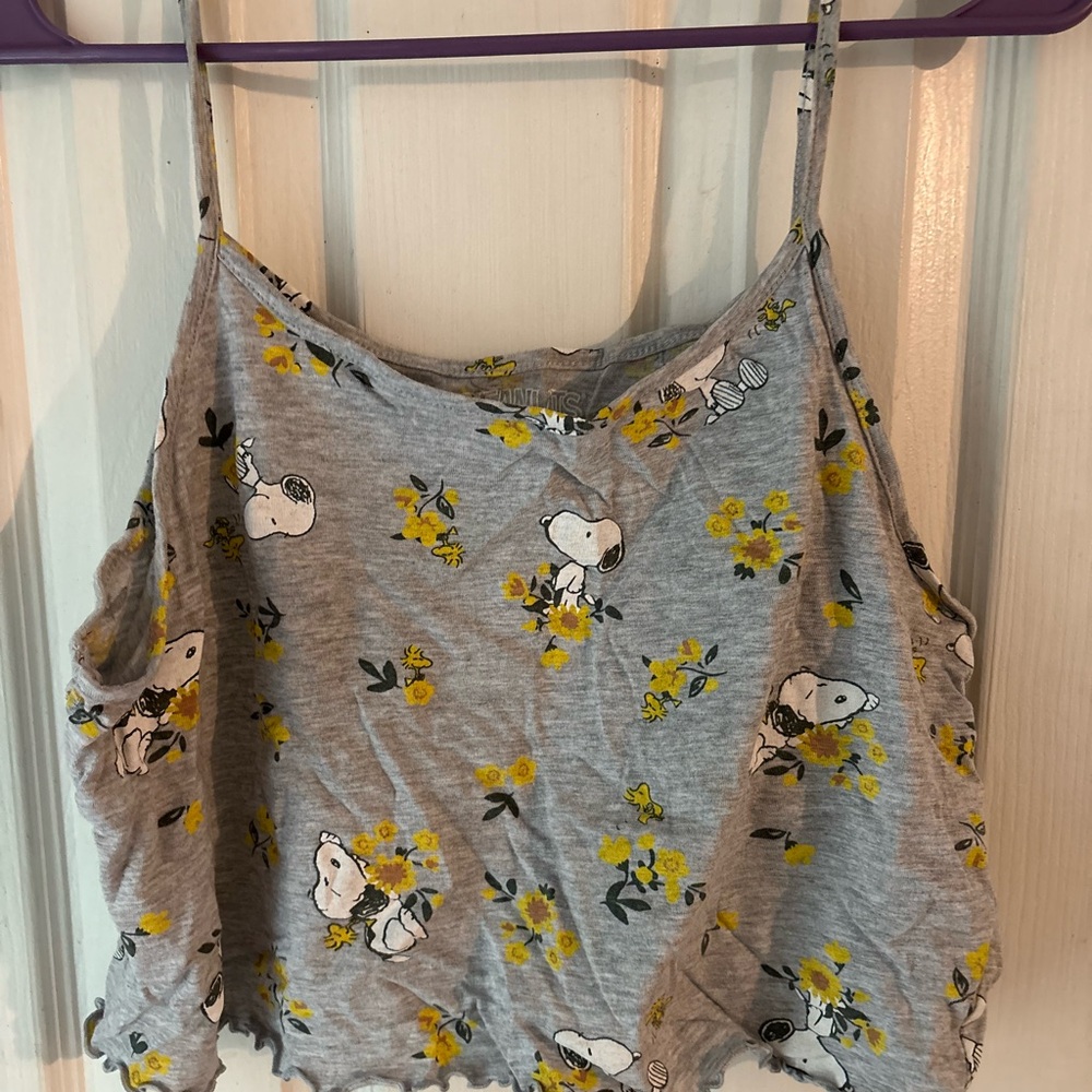 Peanuts Gray Tank Top with Yellow Accents